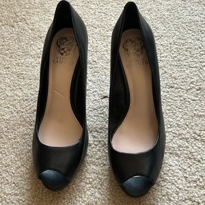 Vince Camuto black, peep toe pump. Size 8.5M/38.5